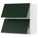 METOD Élément mural horizontal+2 portes, blanc/Havstorp vert profond, 80x80 cm