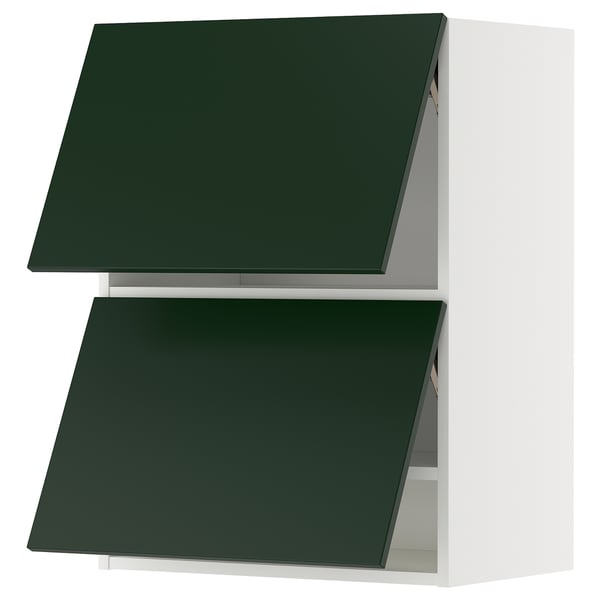 METOD Élément mural horizontal+2 portes, blanc/Havstorp vert profond, 60x80 cm