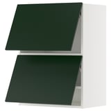 METOD Élément mural horizontal+2 portes, blanc/Havstorp vert profond, 60x80 cm