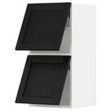 METOD Élément mural horizontal+2 portes, blanc/Lerhyttan teinté noir, 40x80 cm