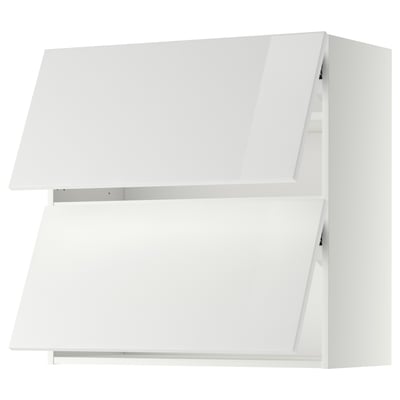 METOD Élément mural horizontal+2 portes, blanc/Ringhult blanc, 80x80 cm