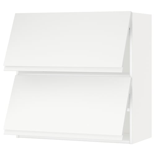 METOD Élément mural horizontal+2 portes, blanc/Voxtorp blanc mat, 80x80 cm