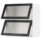 METOD Élément mural horizontal 2ptes vitr, blanc/Hejsta verre cannelé anthracite, 80x80 cm