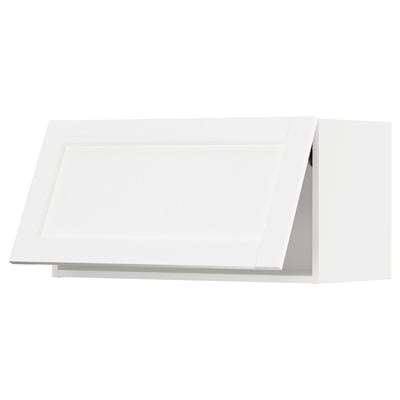 METOD Élément mural horizontal, blanc Enköping/blanc effet bois, 80x40 cm