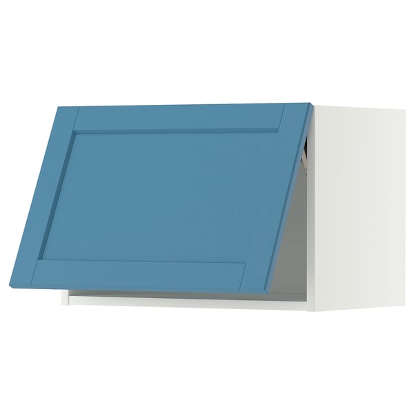 METOD Élément mural horizontal, blanc/Lerhyttan bleu, 60x40 cm