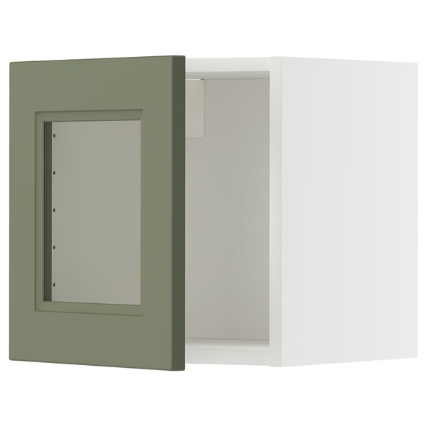 METOD Élément mural porte vitrée, blanc/Axstad gris vert, 40x40 cm
