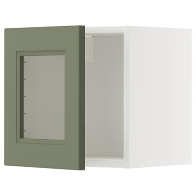 METOD Élément mural porte vitrée, blanc/Axstad gris vert, 40x40 cm