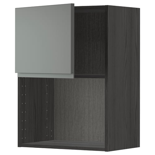 METOD Élément mural pour micro-ondes, noir/Voxtorp gris foncé, 60x80 cm