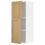 METOD Élément mural tablettes/2portes, blanc/Forsbacka chêne, 40x100 cm
