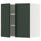 METOD Élément mural tablettes/2portes, blanc/Havstorp vert profond, 60x60 cm