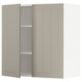 METOD Élément mural tablettes/2portes, blanc/Stensund beige, 80x80 cm