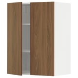 METOD Élément mural tablettes/2portes, blanc/Tistorp effet noyer foncé, 60x80 cm