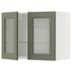 METOD Élément mural+tablettes/2ptes vitr, blanc/Axstad gris vert, 80x60 cm