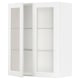 METOD Élément mural+tablettes/2ptes vitr, blanc Enköping/blanc effet bois, 80x100 cm
