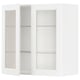 METOD Élément mural+tablettes/2ptes vitr, blanc Enköping/blanc effet bois, 80x80 cm