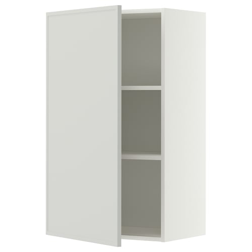 METOD Élément mural + tablettes, blanc/Aspudden gris clair, 60x100 cm