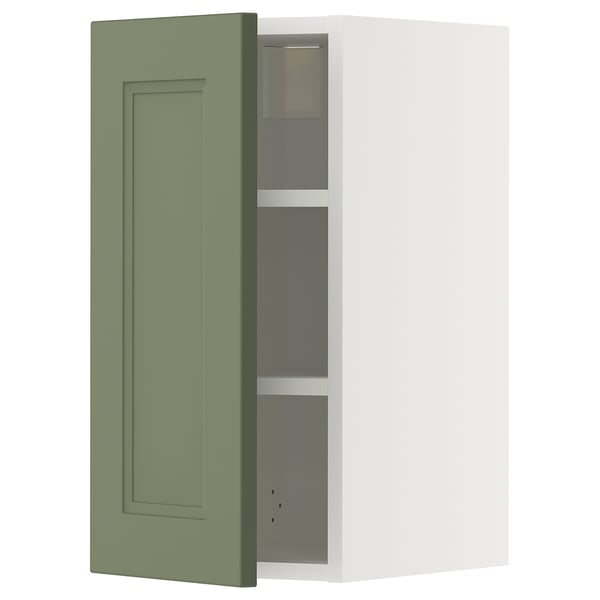 METOD Élément mural + tablettes, blanc/Axstad gris vert, 30x60 cm