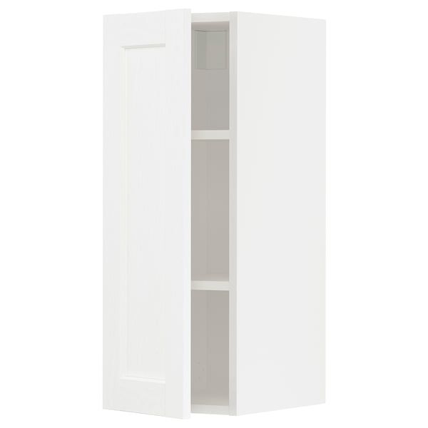 METOD Élément mural + tablettes, blanc Enköping/blanc effet bois, 30x80 cm