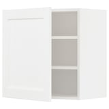 METOD Élément mural + tablettes, blanc Enköping/blanc effet bois, 60x60 cm