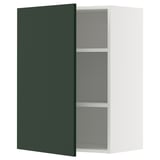 METOD Élément mural + tablettes, blanc/Havstorp vert profond, 60x80 cm