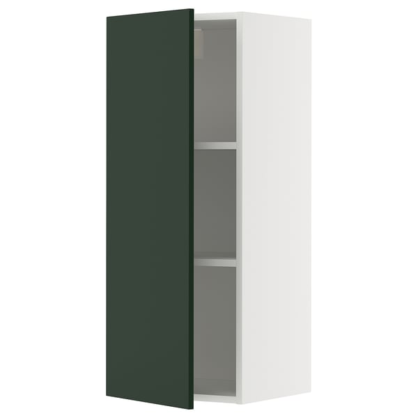 METOD Élément mural + tablettes, blanc/Havstorp vert profond, 40x100 cm