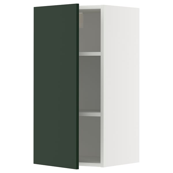 METOD Élément mural + tablettes, blanc/Havstorp vert profond, 40x80 cm