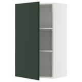 METOD Élément mural + tablettes, blanc/Havstorp vert profond, 60x100 cm