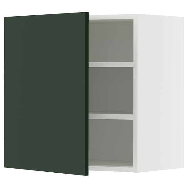 METOD Élément mural + tablettes, blanc/Havstorp vert profond, 60x60 cm
