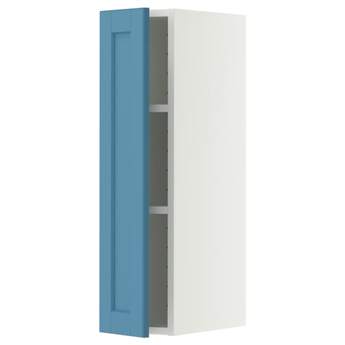 METOD Élément mural + tablettes, blanc/Lerhyttan bleu, 20x80 cm