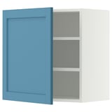 METOD Élément mural + tablettes, blanc/Lerhyttan bleu, 60x60 cm