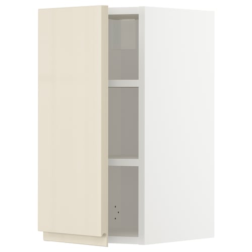 METOD Élément mural + tablettes, blanc/Voxtorp beige clair brillant, 30x60 cm