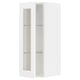 METOD Élément mural+tablettes/pte vitrée, blanc Enköping/blanc effet bois, 30x80 cm
