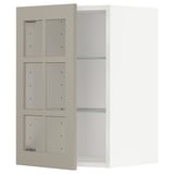 METOD Élément mural+tablettes/pte vitrée, blanc/Stensund beige, 40x60 cm