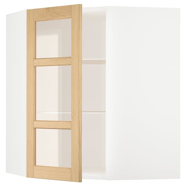 METOD Élt mur ang+tblts/pte vit, blanc/Forsbacka chêne, 68x80 cm