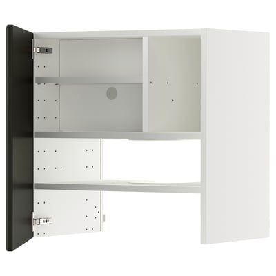 METOD Élt mur pr hotte av tabl/pte, blanc/Bodbyn noir, 60x60 cm