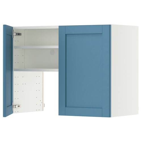 METOD Élt mur pr hotte av tabl/pte, blanc/Lerhyttan bleu, 80x60 cm