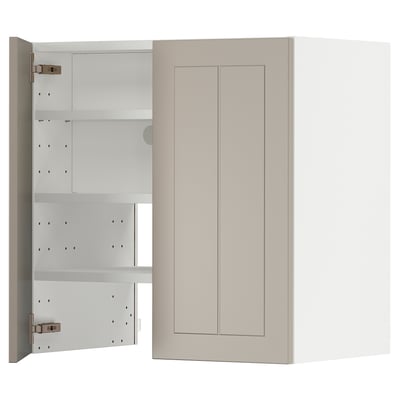 METOD Élt mur pr hotte av tabl/pte, blanc/Stensund beige, 60x60 cm