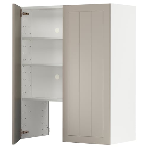 METOD Élt mur pr hotte av tabl/pte, blanc/Stensund beige, 80x100 cm