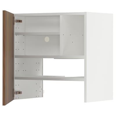 METOD Élt mur pr hotte av tabl/pte, blanc/Tistorp effet noyer foncé, 60x60 cm