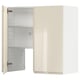 METOD Élt mur pr hotte av tabl/pte, blanc/Voxtorp beige clair brillant, 80x80 cm