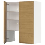 METOD Élt mur pr hotte av tabl/pte, blanc/Voxtorp motif chêne, 80x100 cm