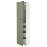 METOD / MAXIMERA Armoire 2 portes/4 tiroirs, blanc/Axstad gris vert, 60x60x240 cm