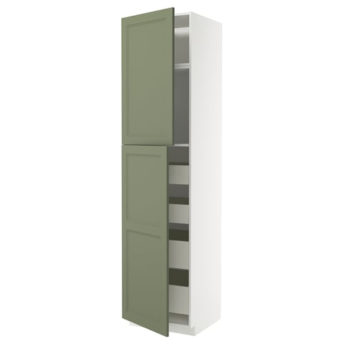 METOD / MAXIMERA Armoire 2 portes/4 tiroirs, blanc/Axstad gris vert, 60x60x240 cm