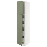 METOD / MAXIMERA Armoire 2 portes/4 tiroirs, blanc/Axstad gris vert, 40x60x200 cm