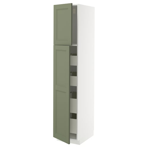 METOD / MAXIMERA Armoire 2 portes/4 tiroirs, blanc/Axstad gris vert, 40x60x200 cm