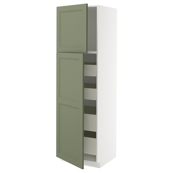 METOD / MAXIMERA Armoire 2 portes/4 tiroirs, blanc/Axstad gris vert, 60x60x200 cm