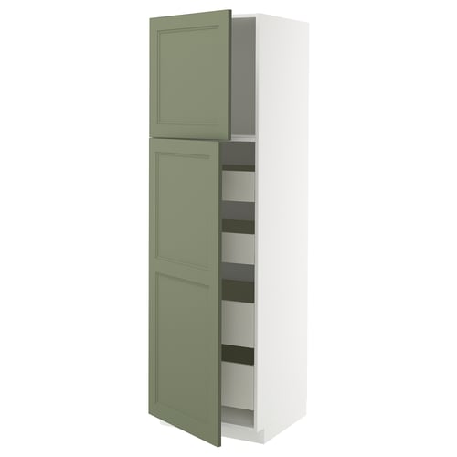 METOD / MAXIMERA Armoire 2 portes/4 tiroirs, blanc/Axstad gris vert, 60x60x200 cm