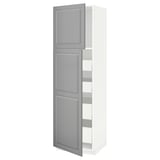 METOD / MAXIMERA Armoire 2 portes/4 tiroirs, blanc/Bodbyn gris, 60x60x200 cm