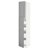 METOD / MAXIMERA Armoire 2 portes/4 tiroirs, blanc/Bodbyn gris, 40x60x220 cm