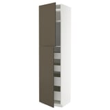 METOD / MAXIMERA Armoire 2 portes/4 tiroirs, blanc/Havstorp brun-beige, 60x60x240 cm